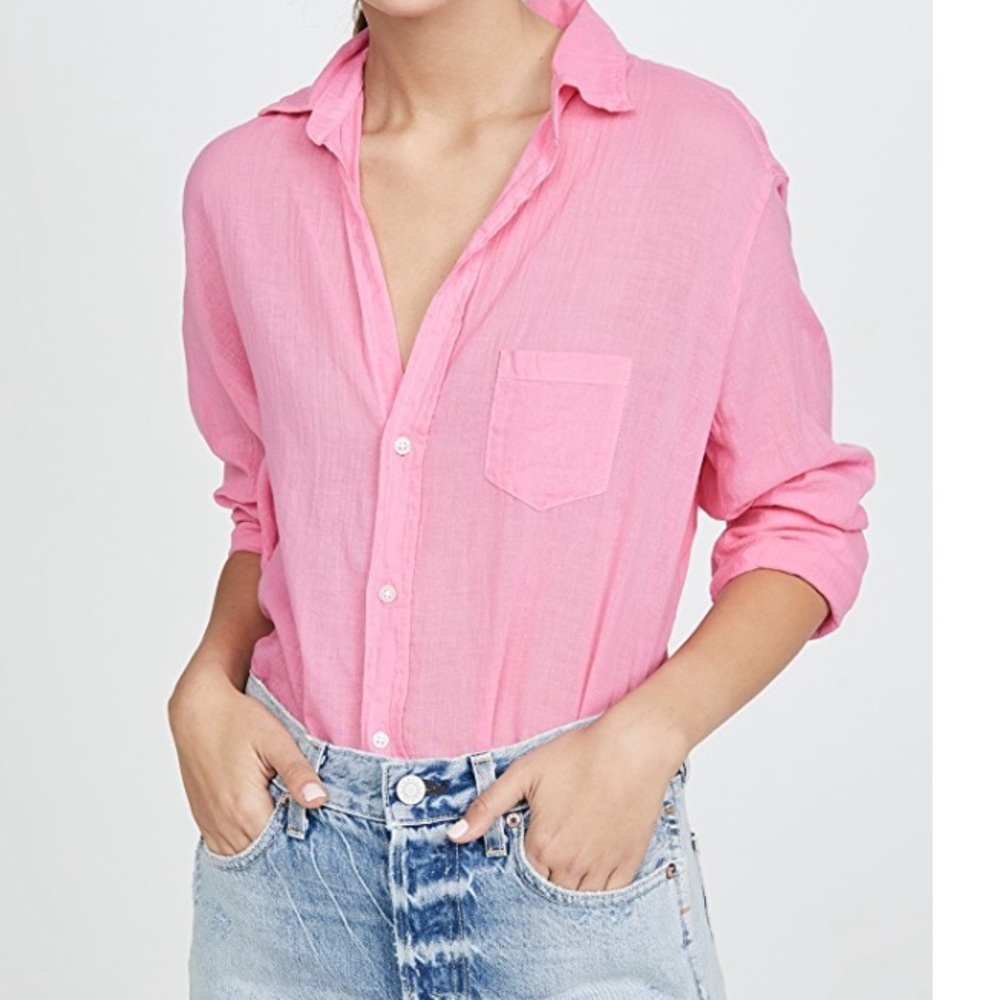 Frank & Eileen candy pink button up top